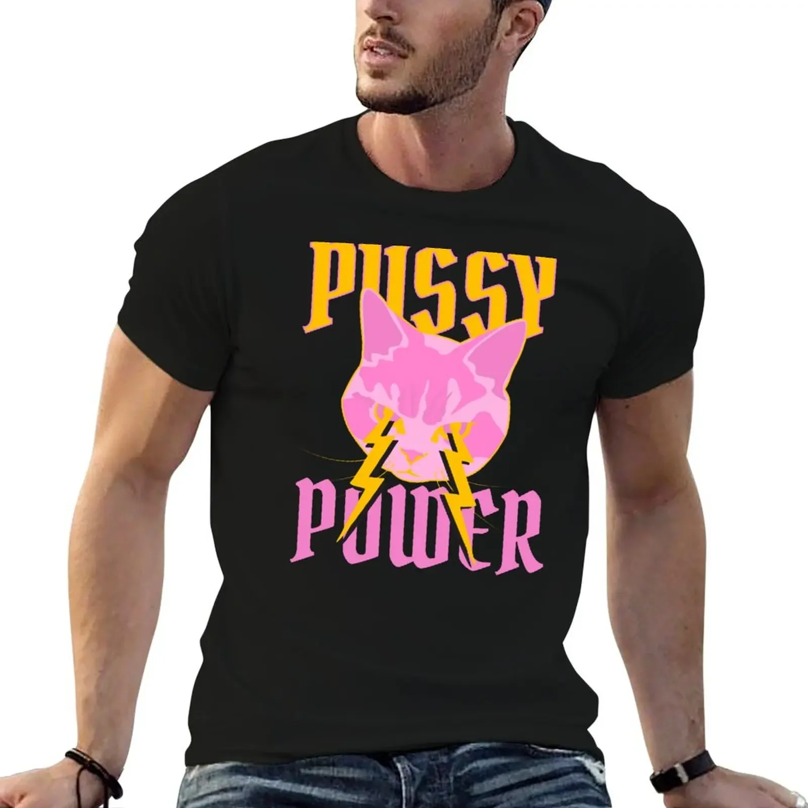 Our PUSSY POWER cat design. A statement for self-confident and energetic charisma. T-Shirt quick drying T-shirts for men cotton