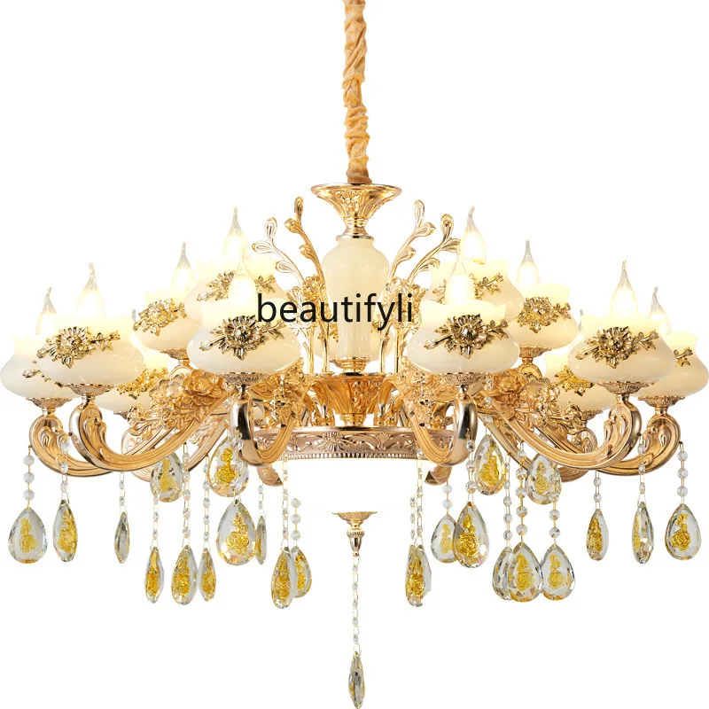 

HJ Lamp in the Living Room Simple Modern Crystal Lamp Restaurant Atmosphere Duplex Building New Chandelier