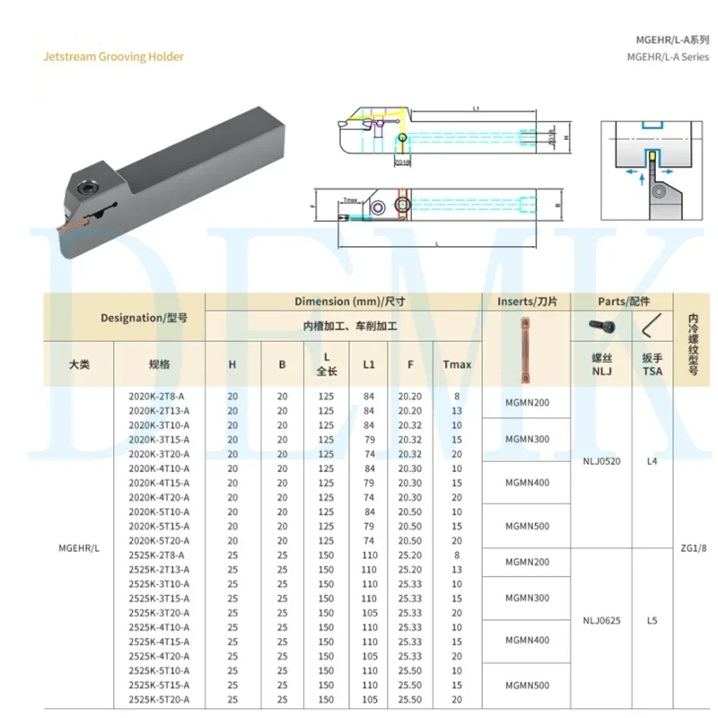 A- MGEHR MGEHL MGEHR2020 MGEHR2525 -2-3-4-5 High pressure internal cooling CNC External cutter External round slotting tool bar