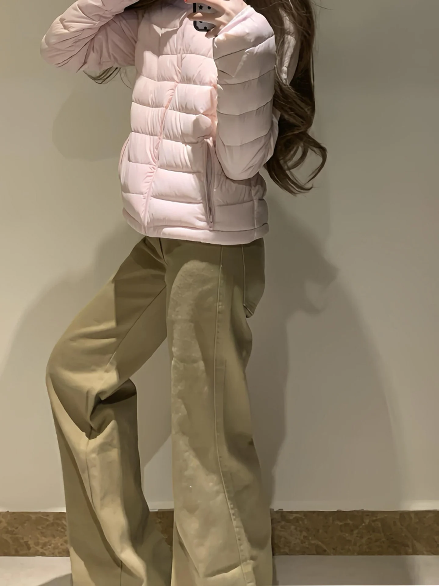 Rétro américain Fce doublé kaki lâche femmes jean taille haute jambe large pantalons longs pour poire aped corps automne hiver nouveau S...