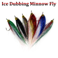 6pcs Ice Dub Minnow Fly for Salmon Trout Sea Bass Steelhead Fishing Flies Realistic Baitfish Lures