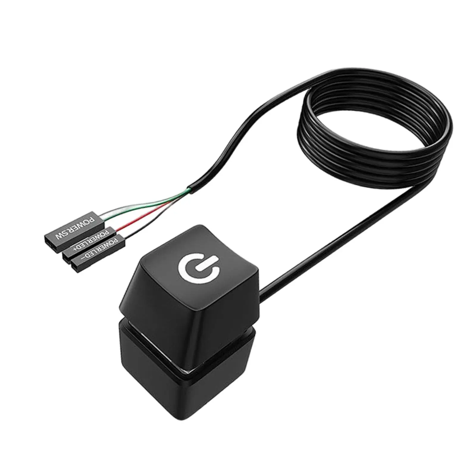 Desktop PC Power Button Switch with Extension Cable External Power on Off Button Replacement for Computer Case Host LED Light