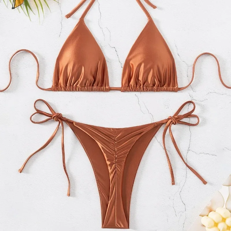 Women's Swimsuit 2025 - Strappy Metallic Sequined Bikini with A Touch of Glamour  High-end Bikini Set Women's Two-piece Swimsuit