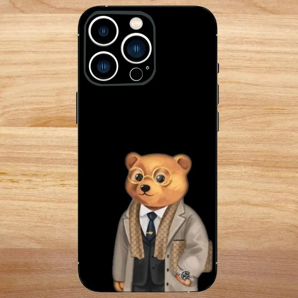 حافظة هاتف Baron F-Filou B-Bear لهاتف iPhone 16,15,14,13,12,11,Mini,Pro,SE,MAX غطاء أبيض غير لامع مقاوم للصدمات