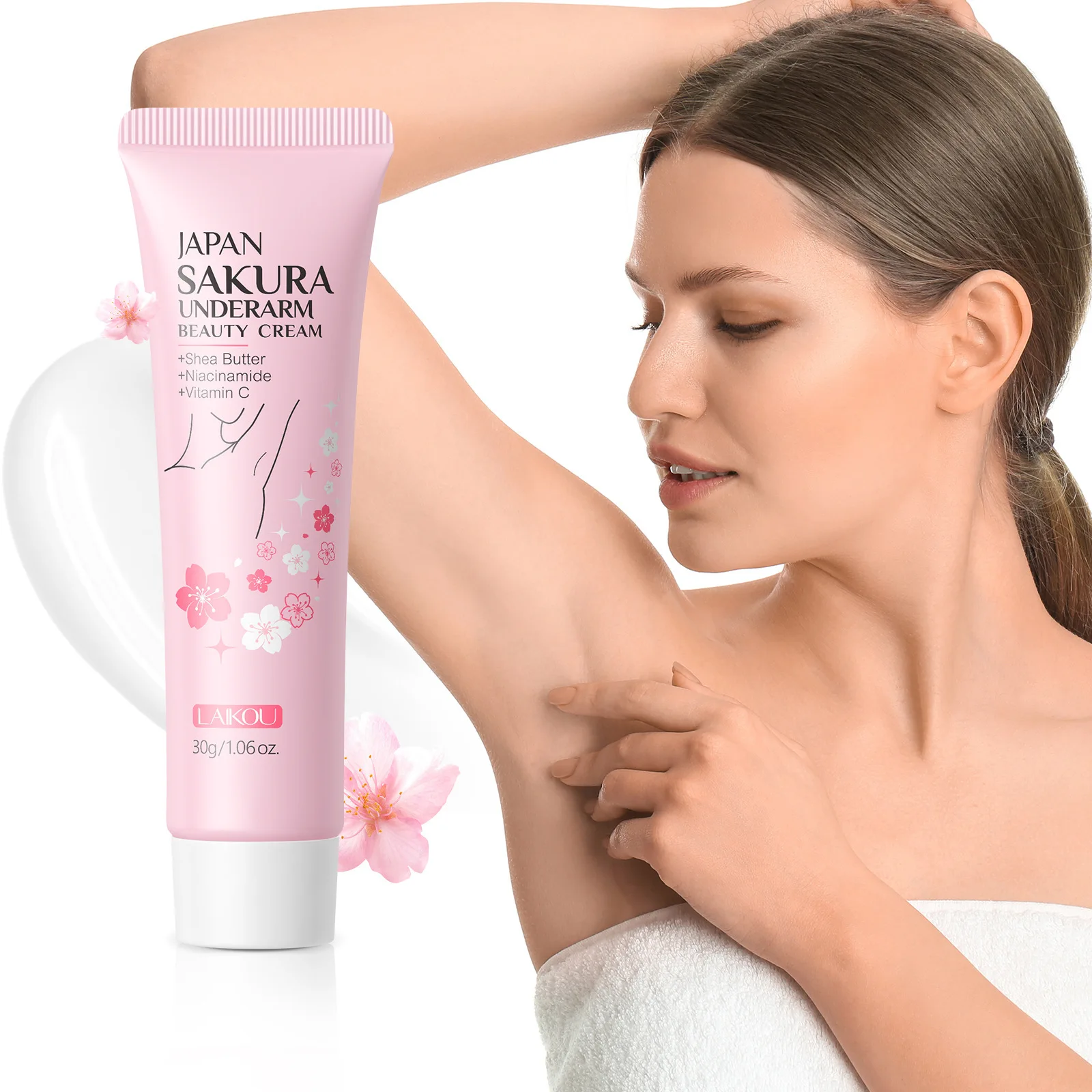 

Крем для подмышек Laikou Sakura, для коленей и ягодиц, от темных пятен, улучшает пигментацию, корейское средство для ухода за кожей, 30 г