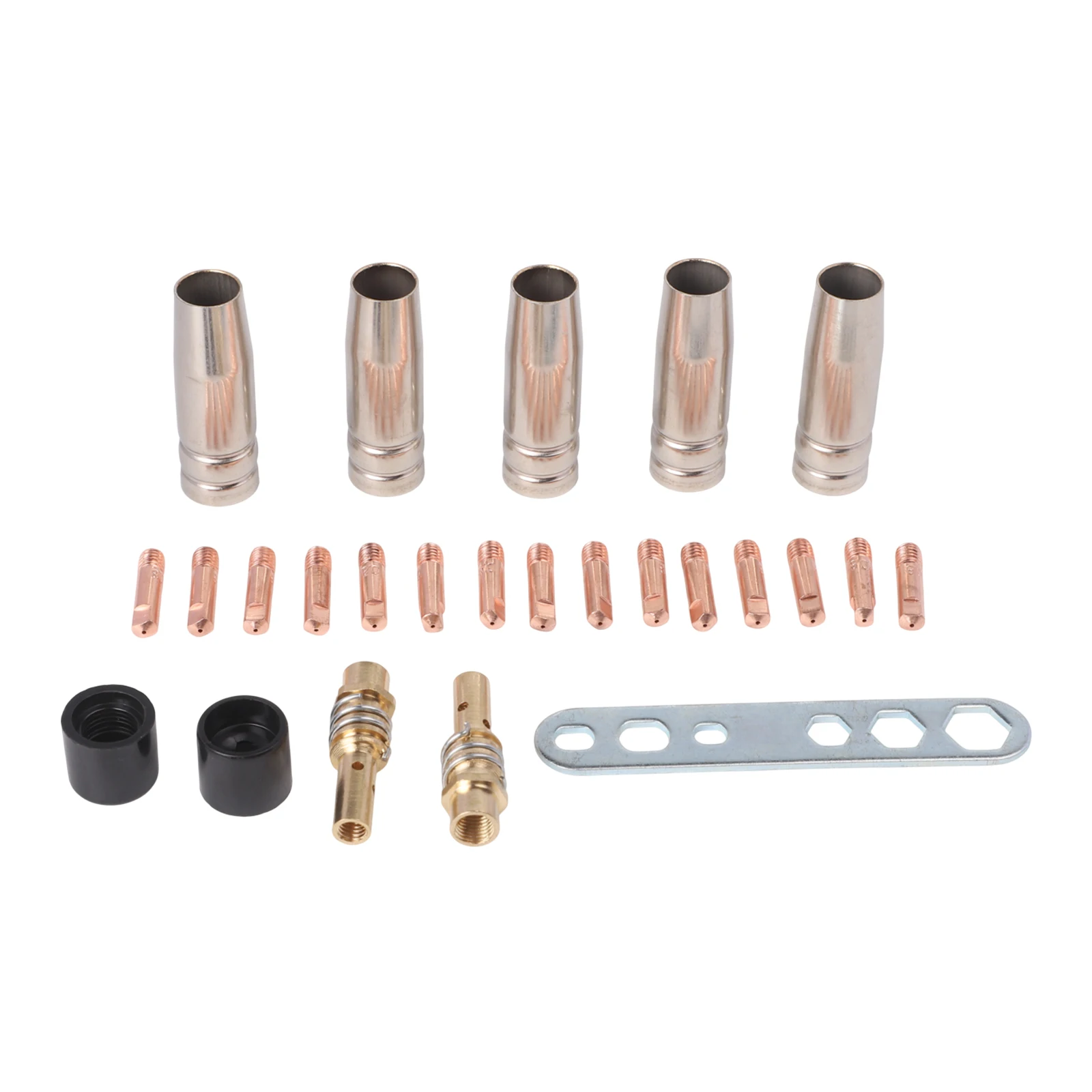 

25PC Welding Consumables Set for AK15 For MB15 For Mig Welders Includes 15 Tips 5 Gas Nozzles 2 Diffusers 2 Insulators 1 Wrench