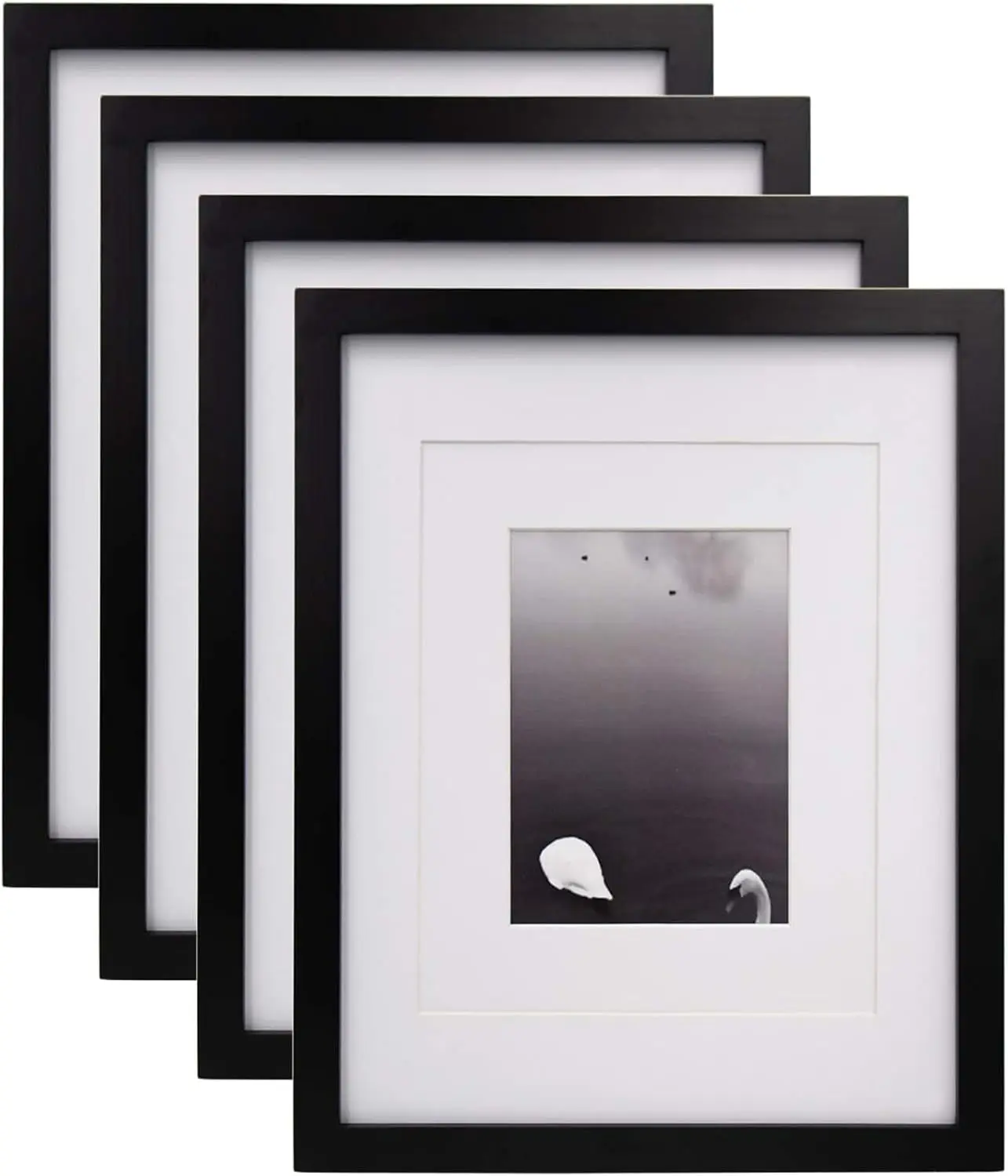 Egofine 11x14 Picture Frames Made of Solid Wood 4 PCS Black Covered by Plexiglass - for Table Top and Wall Mounting for Pictures