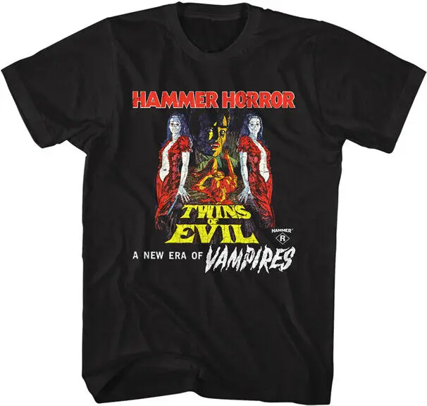 Hammer Horror Vampire T-Shirt Twins of Evil New Black Adult Merchandise