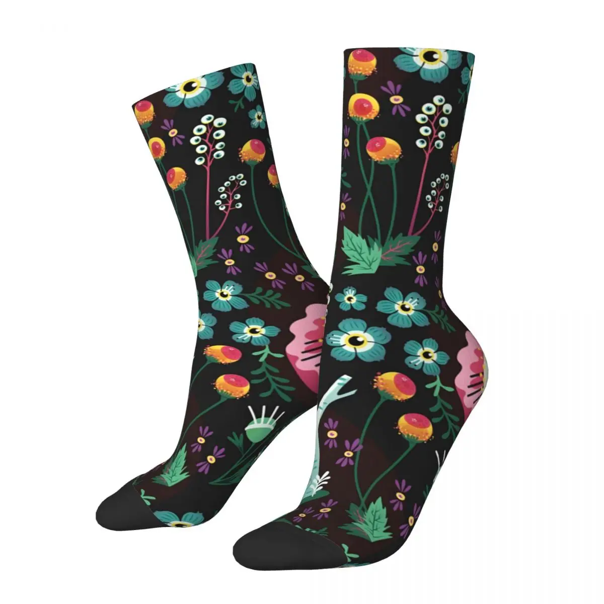 Retro Eyeball Garden Men's compression Socks Unisex Street Style Seamless Printed Novelty Crew Sock