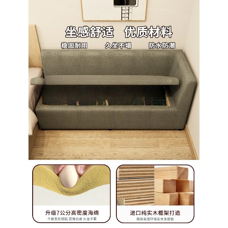 Small sofa Small apartment Straight row long strip one-character modern wind rental bedroom Home storage storage sofa