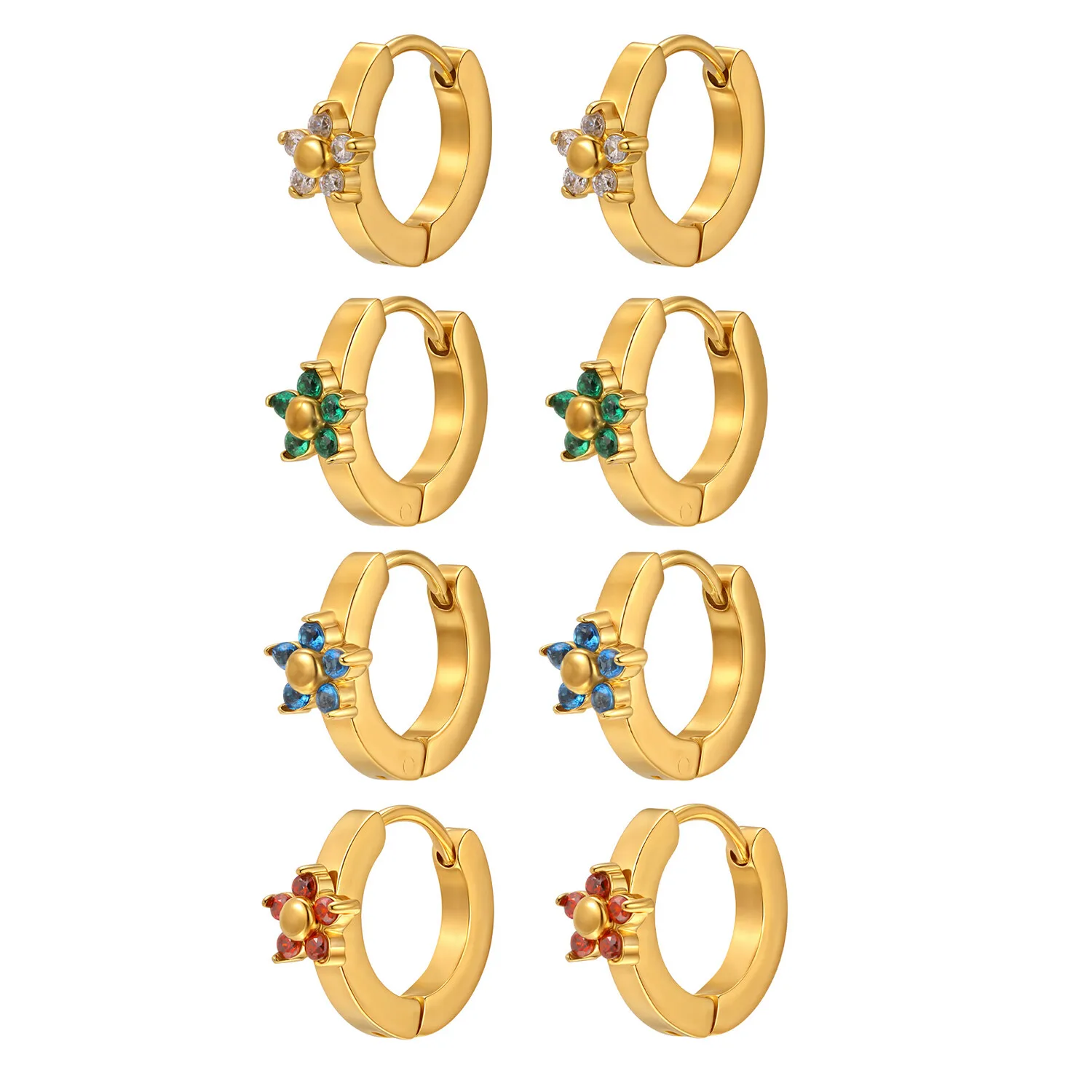 Cz Flower Hoop Earr… - image