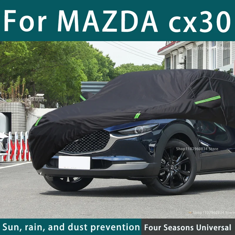 

For Mazda CX30 210T Full Car Covers Outdoor Uv Sun Protection Dust Rain Snow Protective Car Cover Auto Black Cover