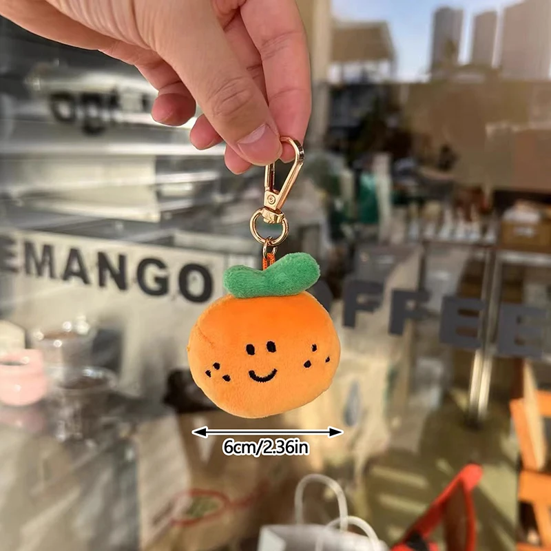 1Pcs Peas Eye Orange Plush Keychain Cartoon Fruit Stuffed Doll Pendant Car Key Ring Backpack Bag Decor Kid Gift