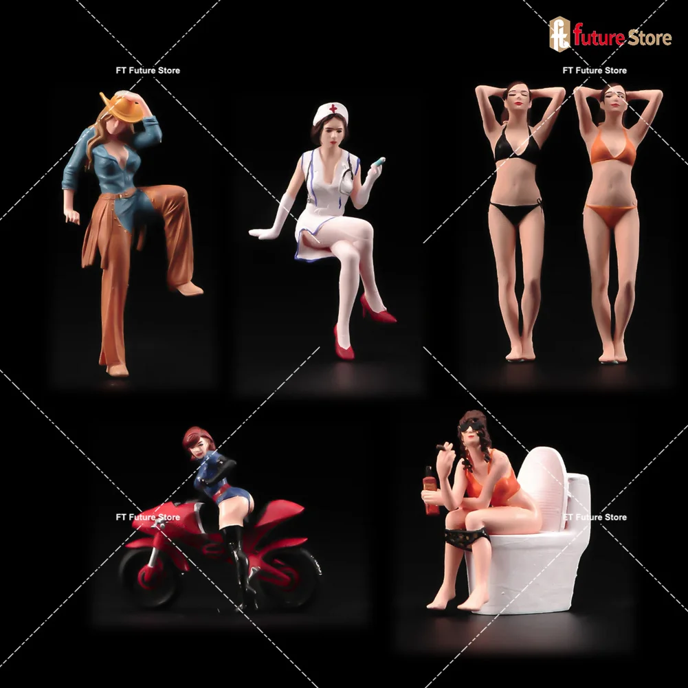 

Painted Miniature 1/87 1/64 1/43 1/24 1/18 Pretty Beauty Girls Figure 3D Diorama Doll Creative Scene Props Resin Model Decor