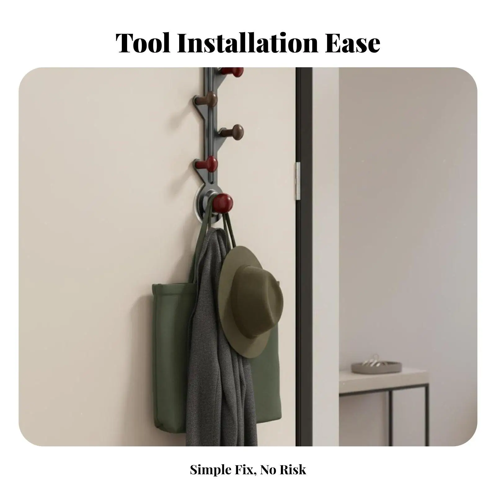 Door Hanger Hook Rack with Bottom Suction Cup for Quiet Stability Heavy Duty over Door for Coats and Bags