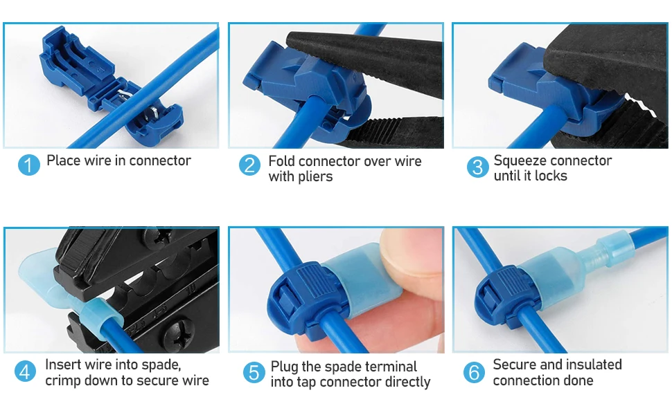 70/140 Stück Schnellverbinder-Kabelklemmen, T-Tap-Kabelverbinder, selbstabisolierend mit vollständig isoliertem Nylon, Stecker-Schnelltrennanschlüsse-Set – Detail 4