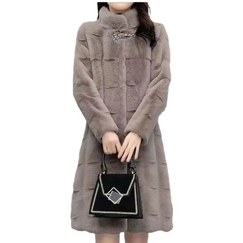 Plus Size Thick Hooded Warm Faux Fur Coat Long Sleeve Furry Long Jacket Winter Fashion Women Faux Fur Coat Outerwear Overcoat