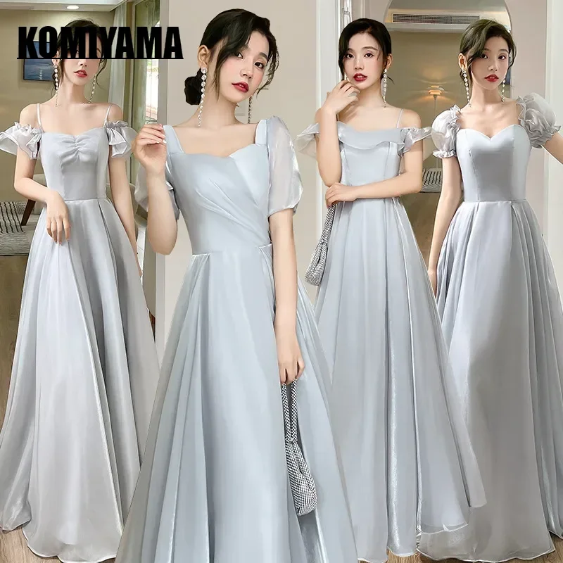 Customized Bridesmaid Dress Gray 2024 New Fairy Temperament Wedding Party Robe Banquet Slim Graduation Evening Robe Performance