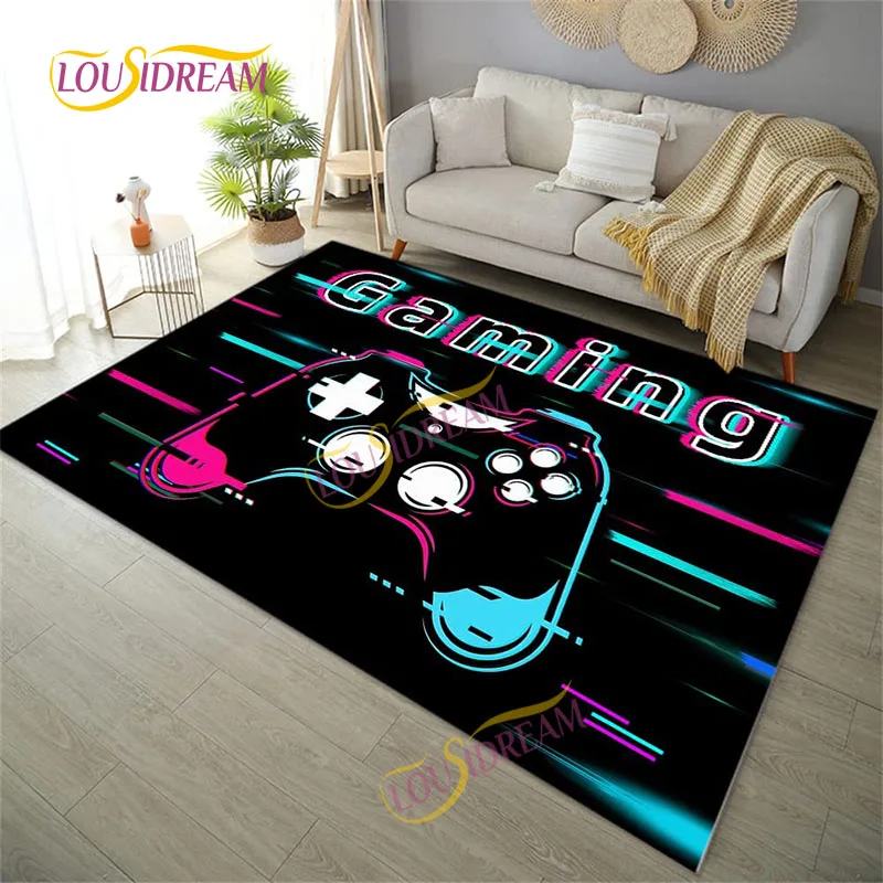 Gamepad pattern Multi Size  Printed Flannel Rug Soft Bedroom  Decor Play Non-Slip carpet Office chair area rug for living room