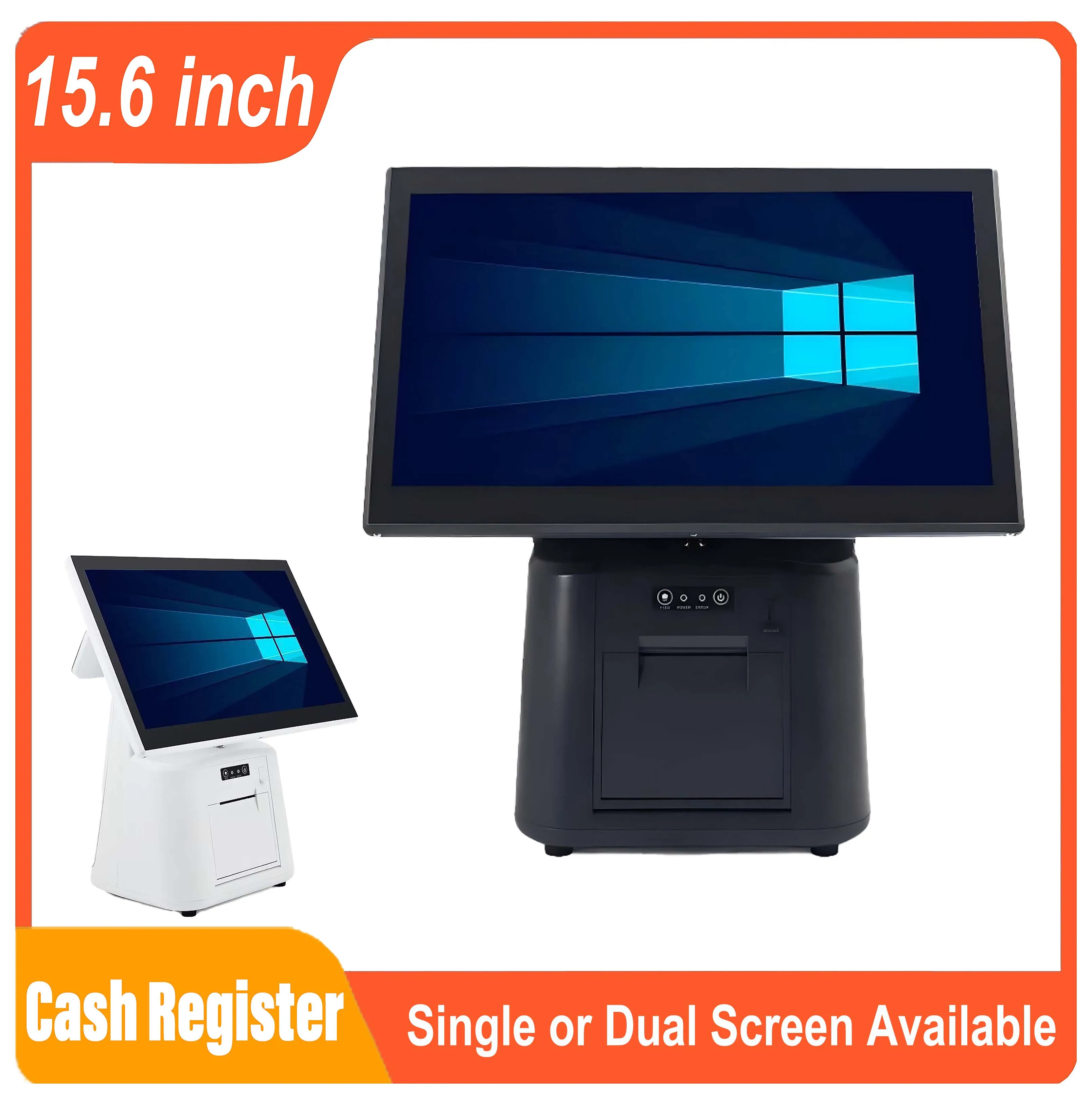 Durable 15.6 Inch Windows POS System, i3/i5 Win10 Touch Screen Cash Register, 58/80mm Thermal Printer Foodcourt Payment Terminal