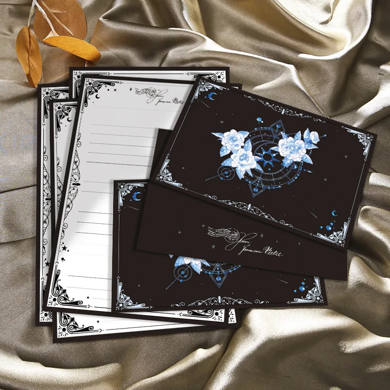 

4 envelopes and 4 letter paper “Starlight” Envelope and Stationery Set Handwritten Letters Artistic Love Letters Greeting Cards