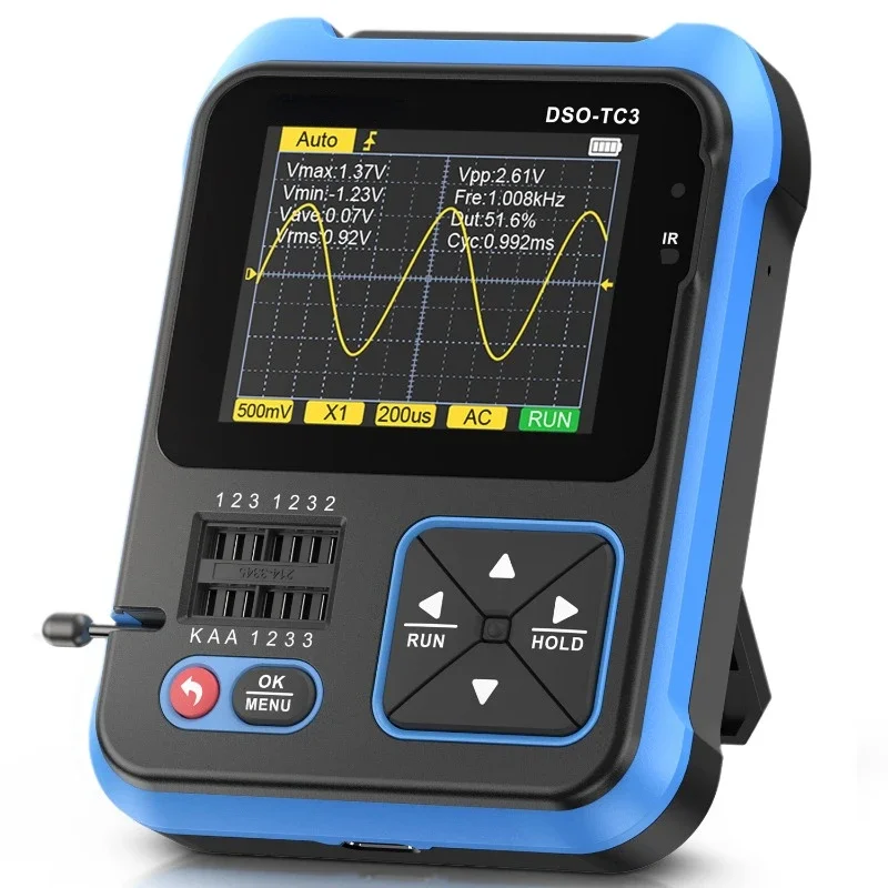 500KHz 10MS/s Transistor Tester Function Diode Signal Generator 3-in-1 Multi-function DSO-TC3 Digital Oscilloscope