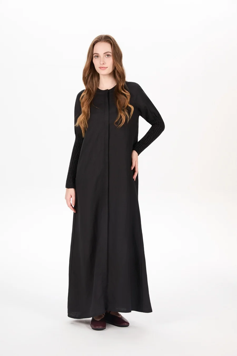 AS AW25 abito in lino con maniche smocking abiti da donna in lino di alta qualità design abbottonato nascosto
