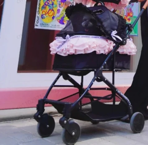 Lightweight Foldable Pet Stroller - Outdoor Carrier for Small Dogs & Cats, Breathable & Safe for Travel