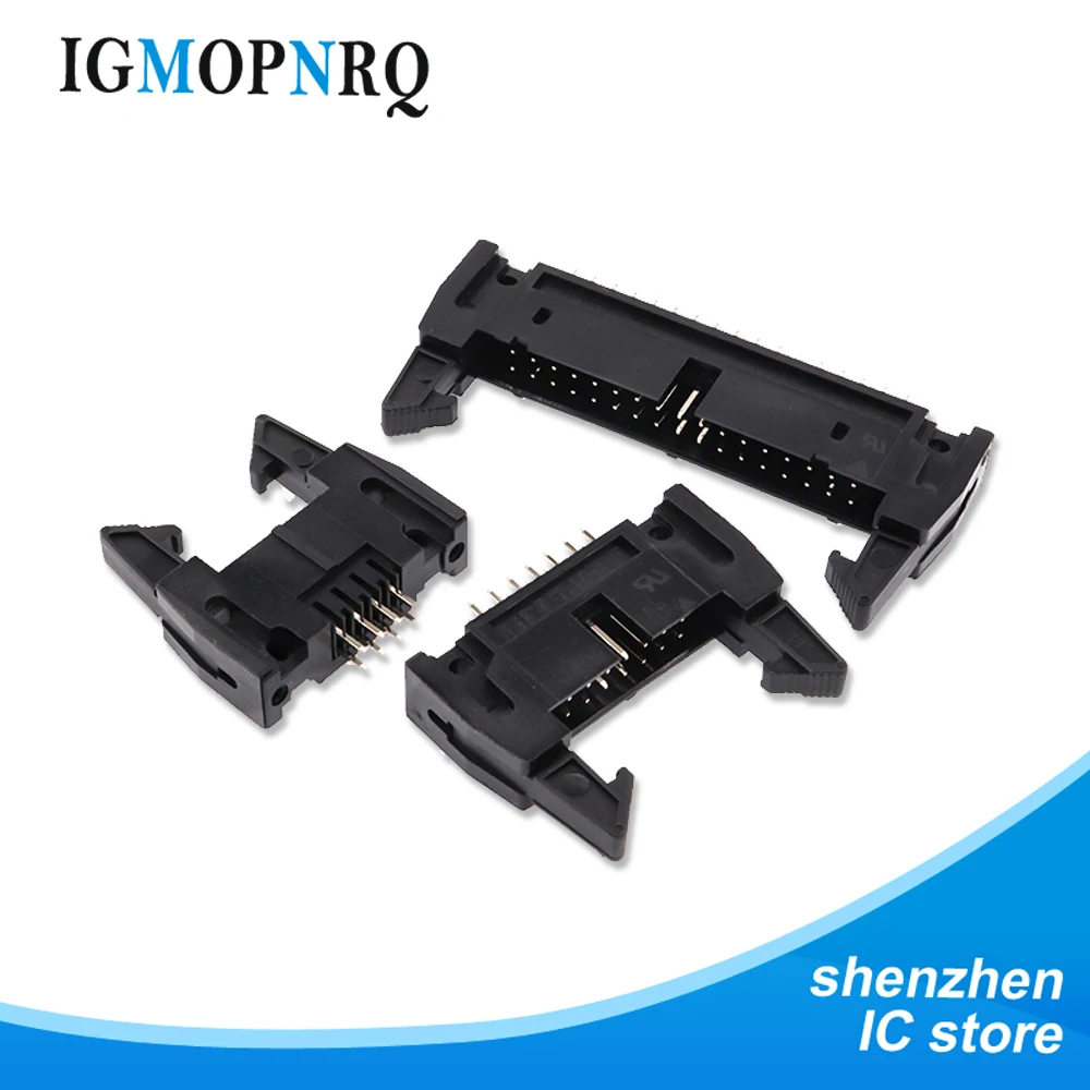 5 قطعة 2.54 مللي متر الملعب 10/14/16/20/26/30/34/40/50 دبوس DC2 IDC المقبس ذكر الزاوية اليمنى القاذف رأس كابلات الموصلات 10 20 30 40 دبوس #4