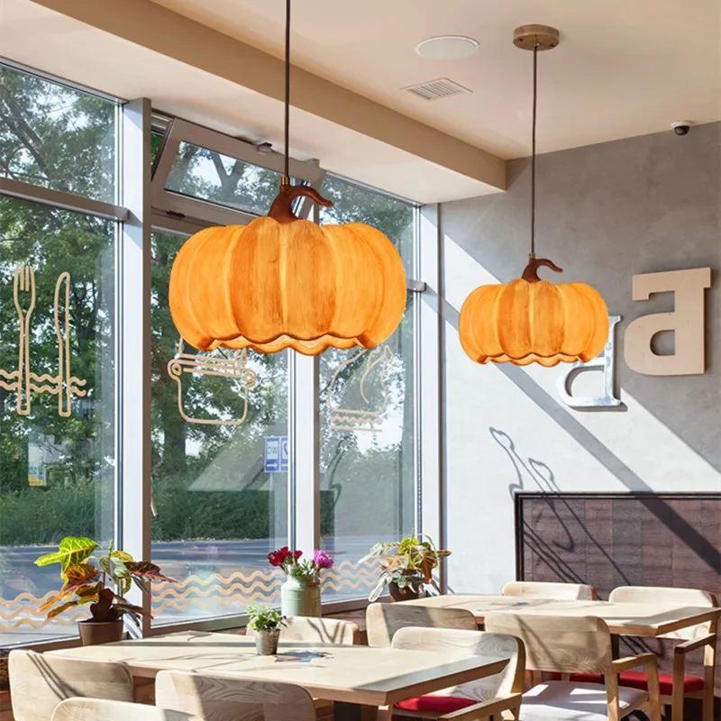 

E27 Wabi-Sabi Chandelier Designer Restaurant Island Retro Resin Lamp Bedroom Home Decoration Lighting LED Pumpkin Chandelier