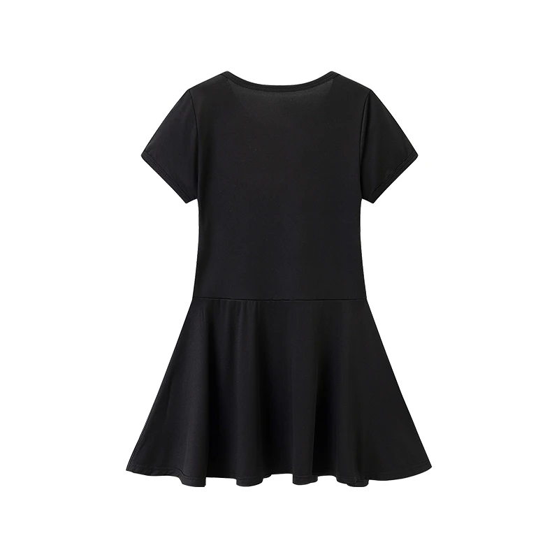 1/3-teiliges Mädchen-Sommerkleid, bequemes Freizeitkleid, süßes und niedliches Kleid mit Schleifendruck, Plissee-Kleid, Rundhals-Knielanger Rock – Detail 7