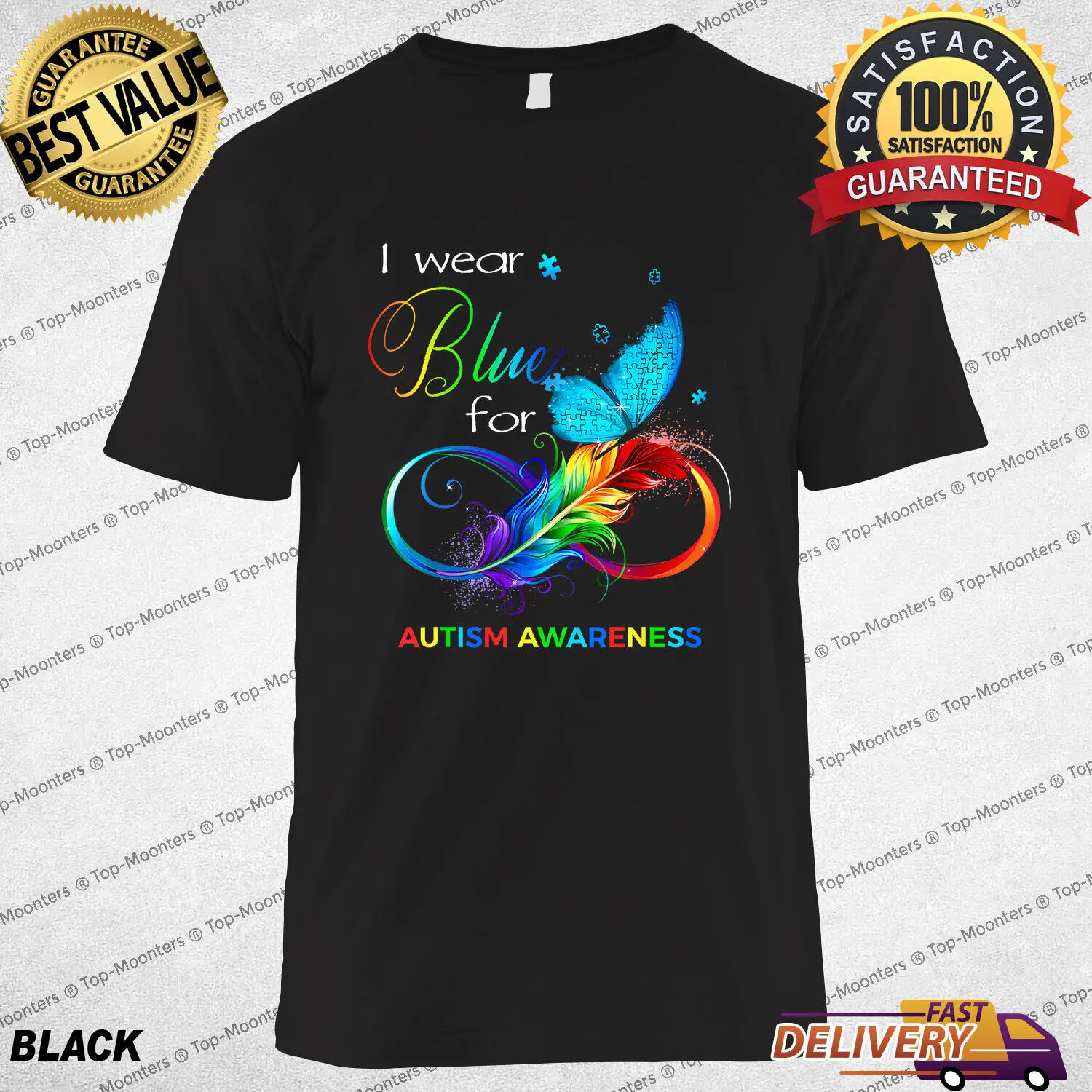 

I Wear Blue for Autism Awareness Month Men Women T-Shirt, Autism Month Tee Gift