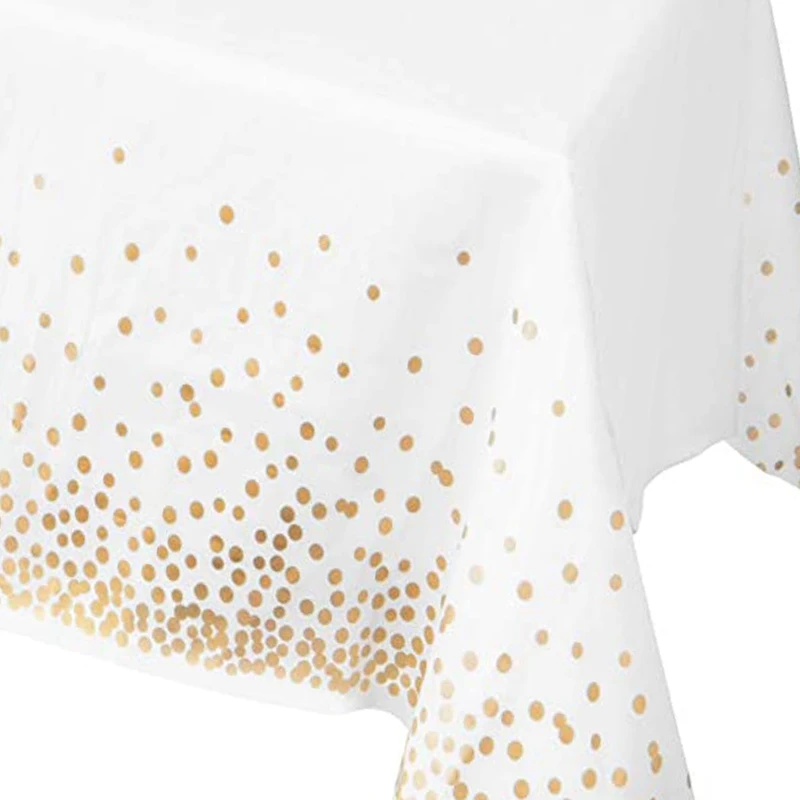 4 Pack Gold Dot Disposable Tablecloths Plastic Tablecloth Paper Tablecloths For BBQ, Party, Fine Dining, Wedding