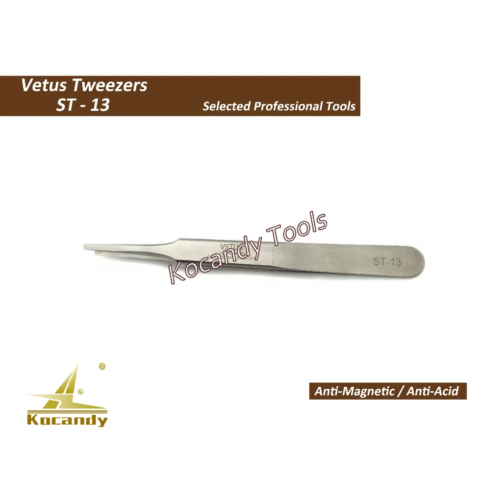 VETUS TWEEZER ST-13 Fine Broard Tip High Quality Stainless Steel Super Hard Anti-magnetic and Anti-Acid Precision Tweezers