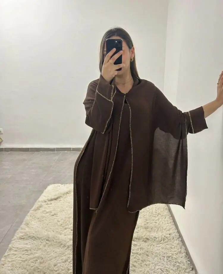 Eid Mubarak Donne Musulmane Abaya Vestito Sciarpa di Un Pezzo Arabo Dubai Abito Lungo Caftano Islam Abaya Ramadan Musulmane Femme Abiti