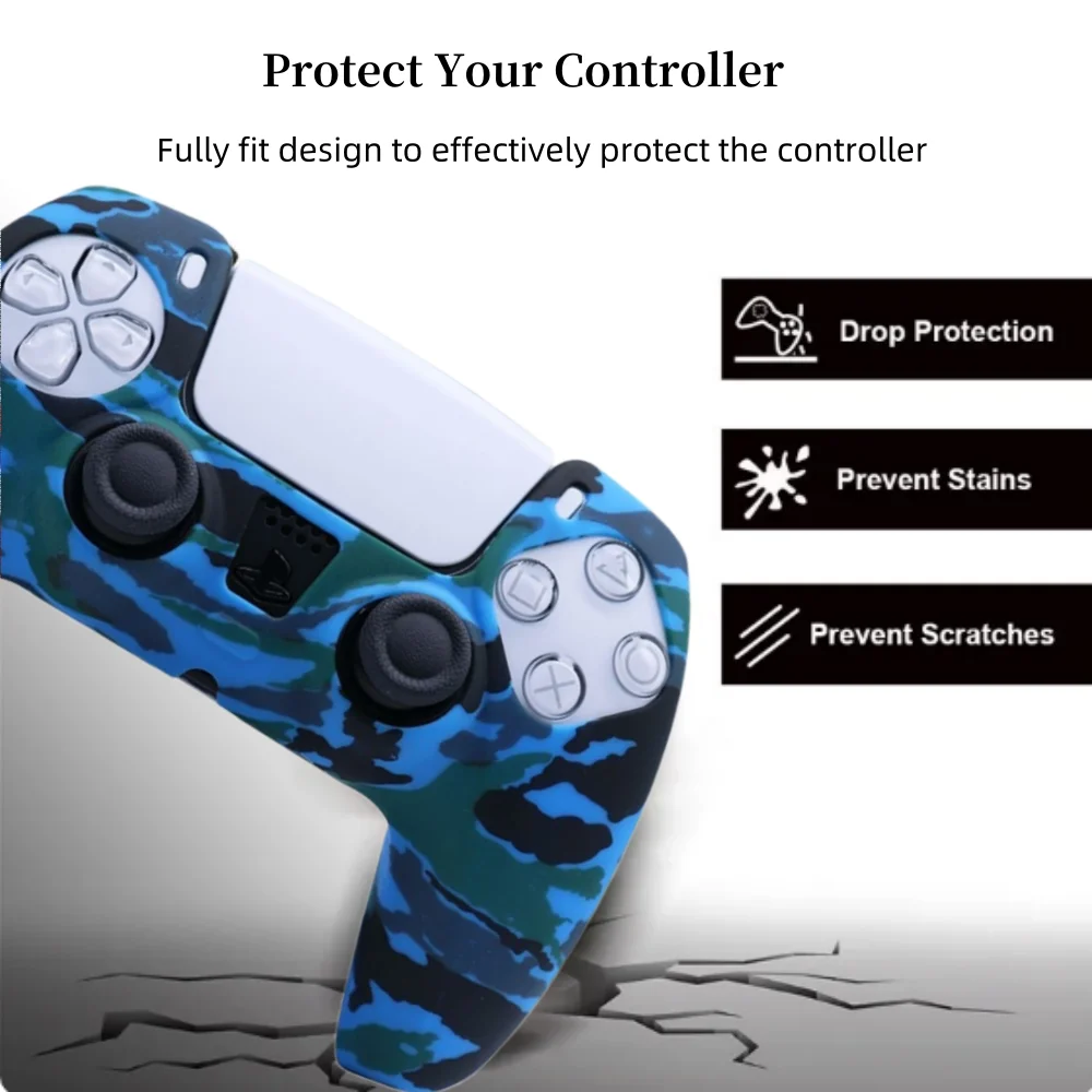 Anti-Slip Silicone Shell para Playstation 5 Controller, Capa Protetora, Acessórios Joystick, Aperto do Polegar, Tampas de Vara