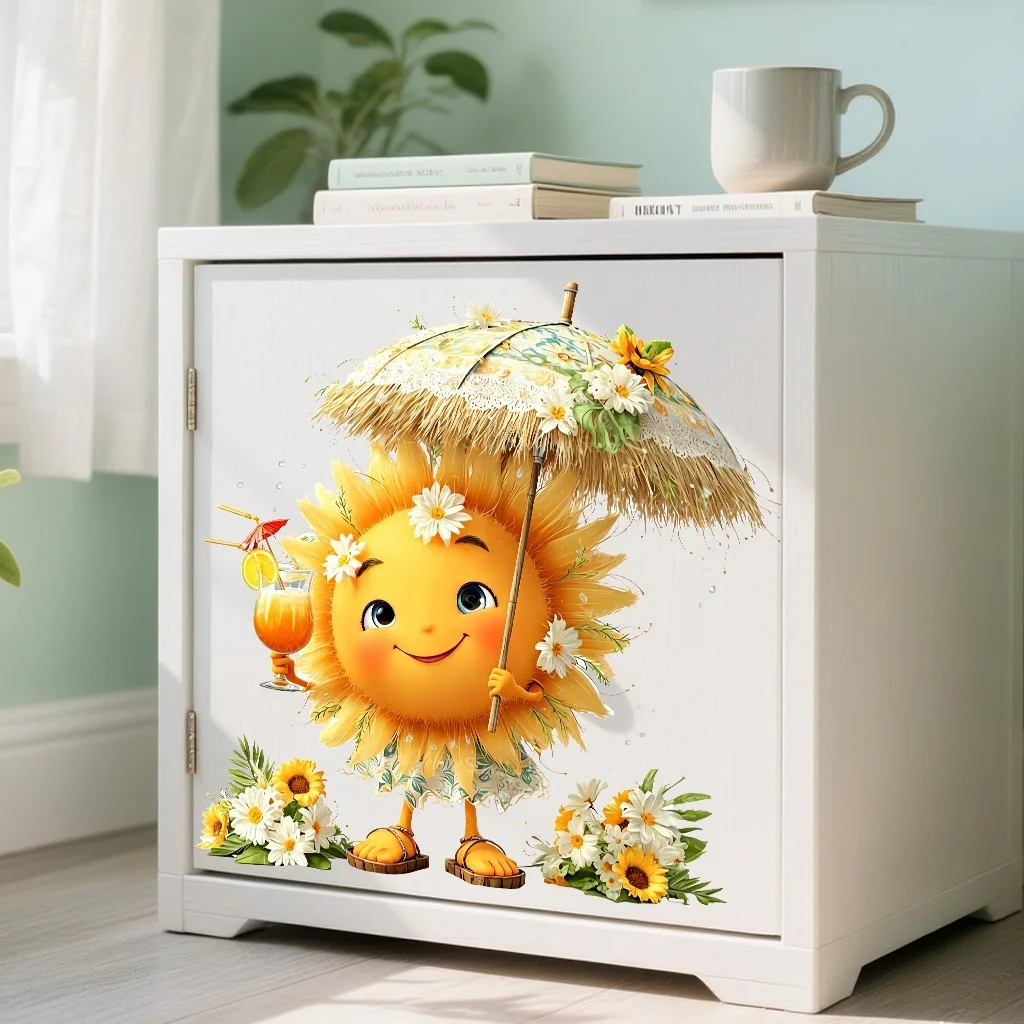 Summer Sunflower Wall Decal Self-adhesive Wall Sticker Removable Flower Mural DIY Wall Art Decor for Nursery Bedroom Bathroom view 5