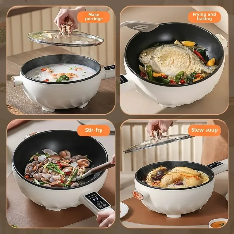 Electric Wok for Stir Frying Vegetables Multifunctional Non Stick Electric Wok Noodle Cooker Steaming Boiling Electric Hot Pot