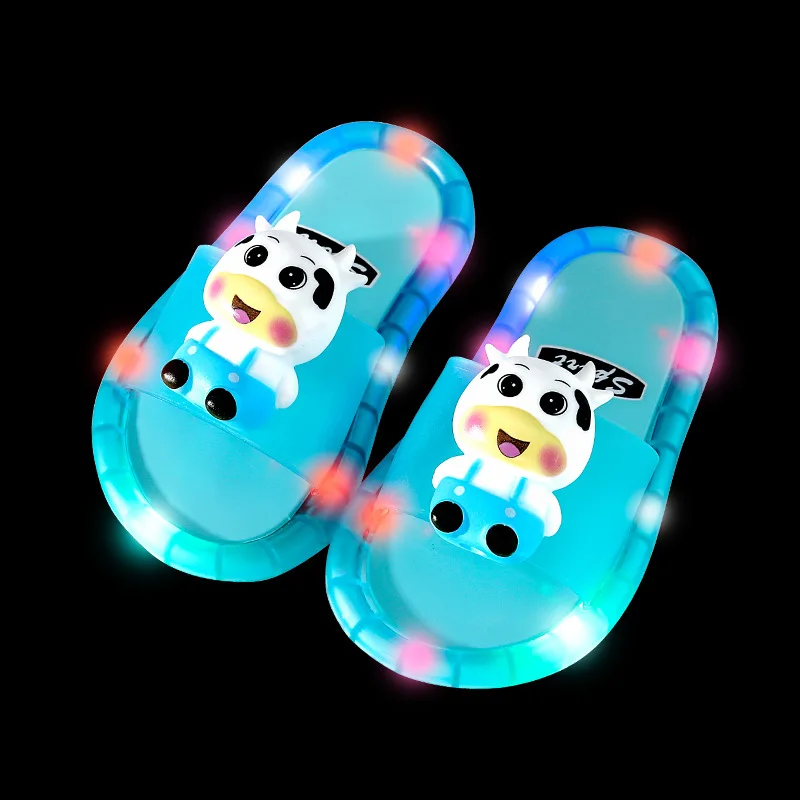 2023 New Summer Ins Children Slippers Illuminated Cartoon Boy Girl Baby Indoor Outdoor Wear-resistant Shoes