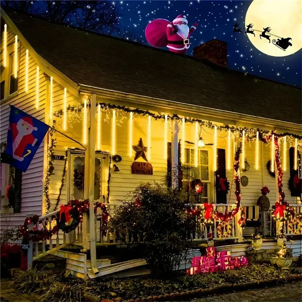 1/2/3/4 Set Outdoor Holiday Fairy Light Christmas Decoration Meteor Shower Rain LED String Lights for Wedding Party Garden Decor