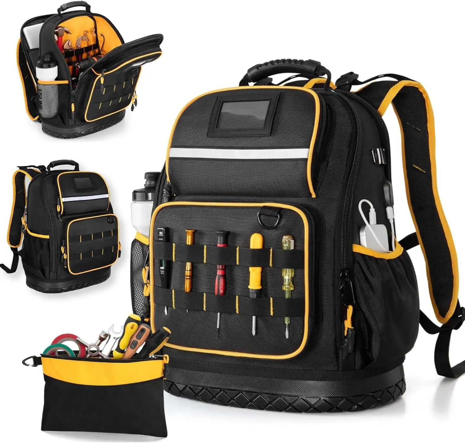 Heavy Duty Tool Storage,Large Capacity Jobsite Tool Bag Organizer with Small Tool Pouch,Gifts for Electrician Men Tradesmen