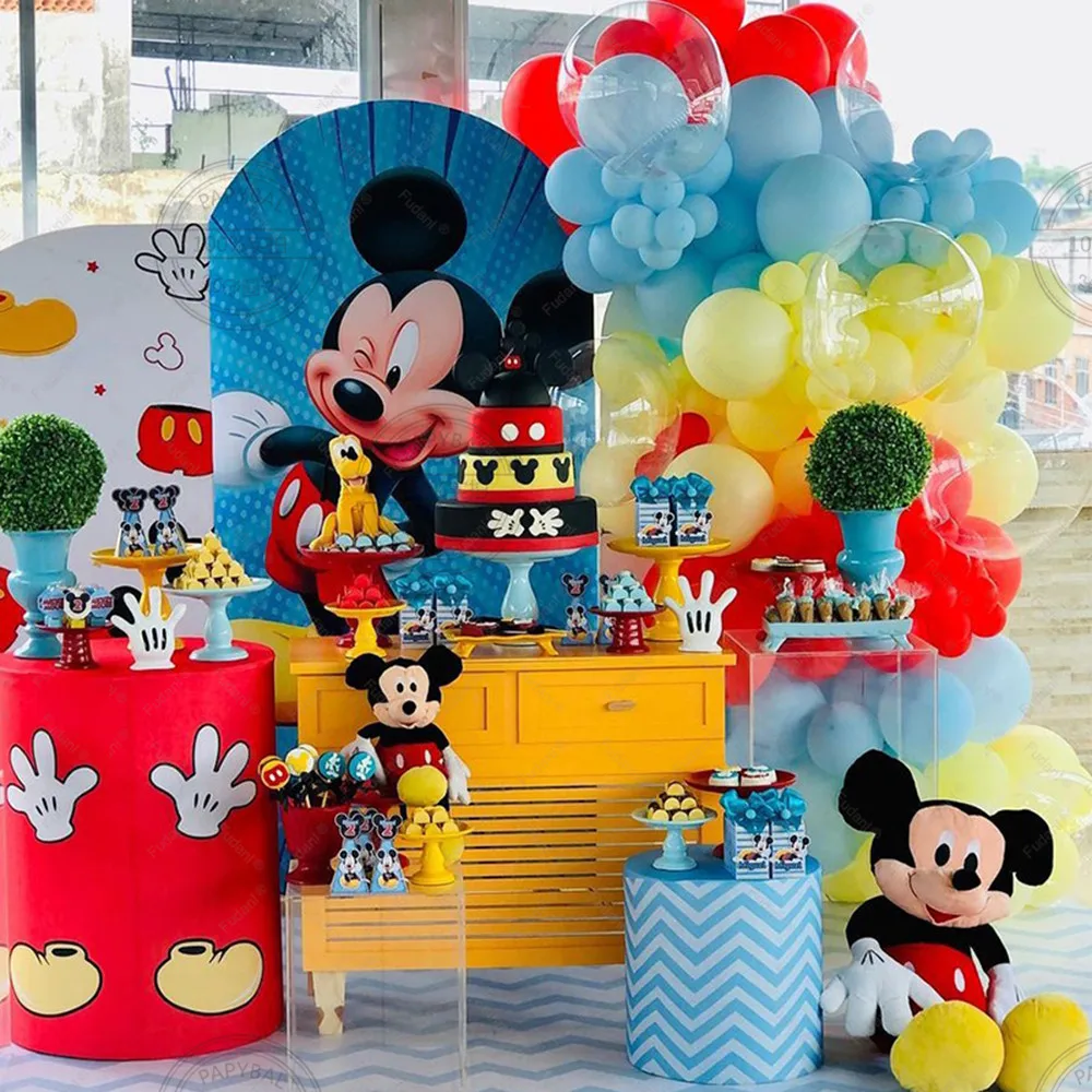 99 sztuk Disney Cartoon Mickey Minnie Mouse balony foliowe 32 cale niebieski balon numeryczny artykuły urodzinowe dla dzieci Baby Shower