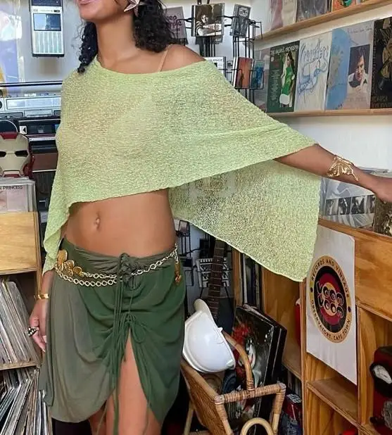 Nueva moda mujer punto cubrir transparente sólido Irregular suelto Jersey verano playa Tops piel amigable gran oferta