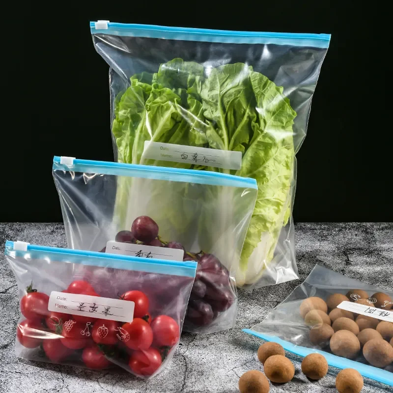 Reusable Food Storage Bags Stand Up Silicone Ziplock Freezer  Leakproof Containers Fresh Bag Lunch Bag for Meat Fruit Veggies