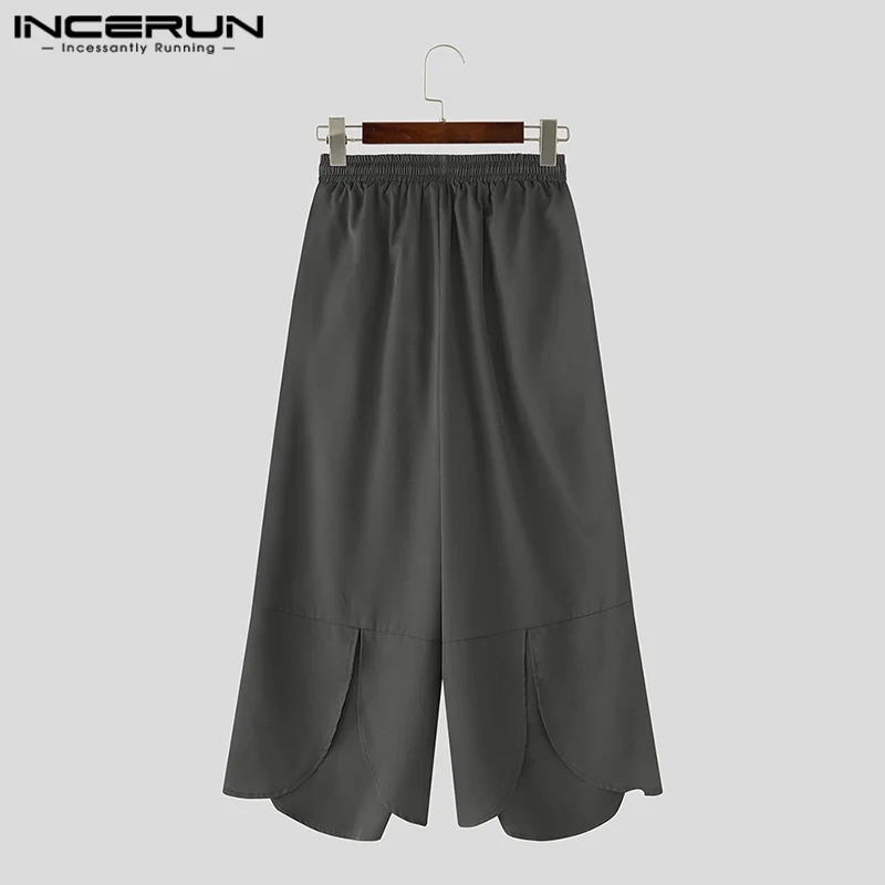 INCERUN Men Wide Leg Pants Solid Color Drawstring Joggers Casual Trousers Men Loose Streetwear 2025 Korean Style Fashion Pants - Image 5