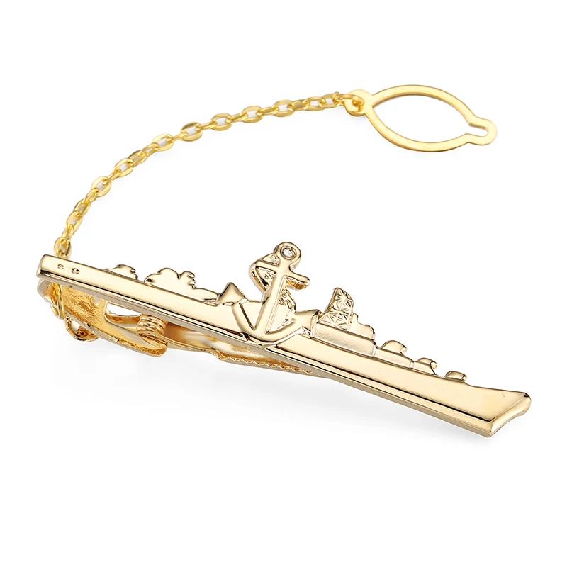 New copper material anchor ship shaped tie clip fashion brand men's wedding tie pin clothing accessories wholesale