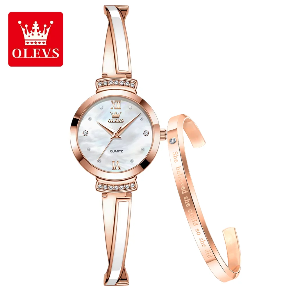 OLEVS New Quartz Watches for Women Fashion Unique Design Bracelet Wristwatch Elegant Luxury Rose Gold Ladies Waterproof Watches