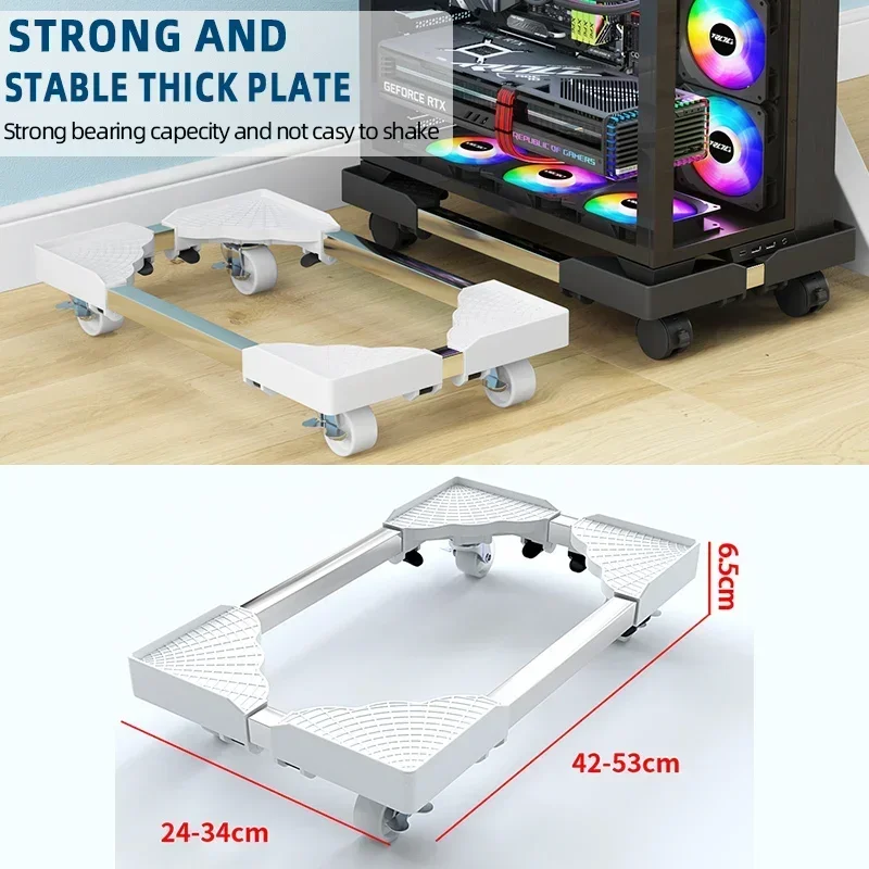 

Adjustable CPU Tower Holder Mobile Rolling Caster Computer Stand for Wheels With Tower Fit Most PC Desk Accessories