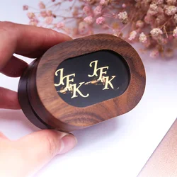 High end men's customized first letter cufflinks, groom's wedding buttons, personalized window wooden box cufflinks