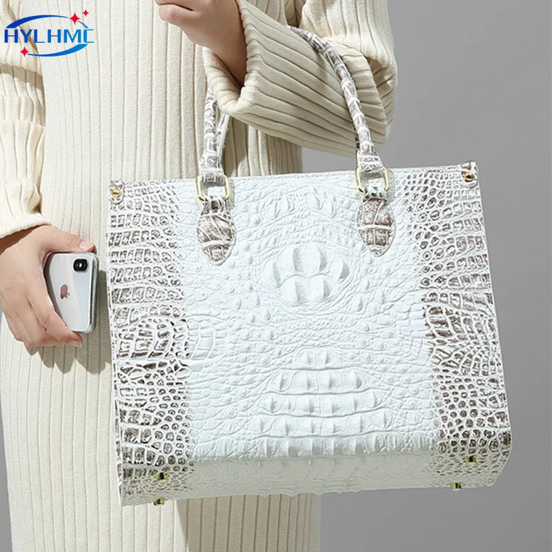 Luxury Fashion Crocodile Leather Women\'s Handbags Shoulder Tote Bag Large Capacity Designer Portable Ladies Top Handle Bags